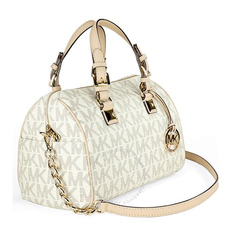 michael kors grayson medium satchel handbag in vanilla pod cream|Grayson Medium Metallic Empire Monogram Satchel .